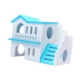 thumbnail image 4 of Casa de madera para hámster, juguetes para hacer ejercicio, hábitat adorable, área de anidación, cabaña de dos capas blanco, 4 of 9