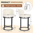 thumbnail image 2 of ClinQ Swivel Counter Height Bar Stools Set of 3, Fabric Upholstered Barrel Bar Chairs with Auto Return, Curved Back and Black Metal Frame, Linen, 2 of 7