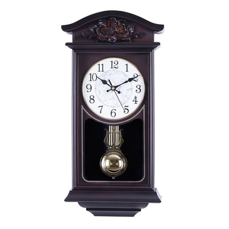 Traditional Chiming Pendulum Wall Clock,Vintage Chiming Wall Clock with Pendulum, Silent Living Room Clocks Wall Decorative Pendulum Clock for Living Room, Kitchen Office