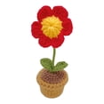 thumbnail image 2 of Flor en maceta tejida a mano a crochet | Rosa de lana artificial | Flor decorativa simulada para oficina, hogar, salpicadero del coche o estante interior, 2 of 5