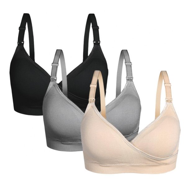 Summark 3 Pack Women's Maternity Pregnancy Seamless Breastfeeding Bras