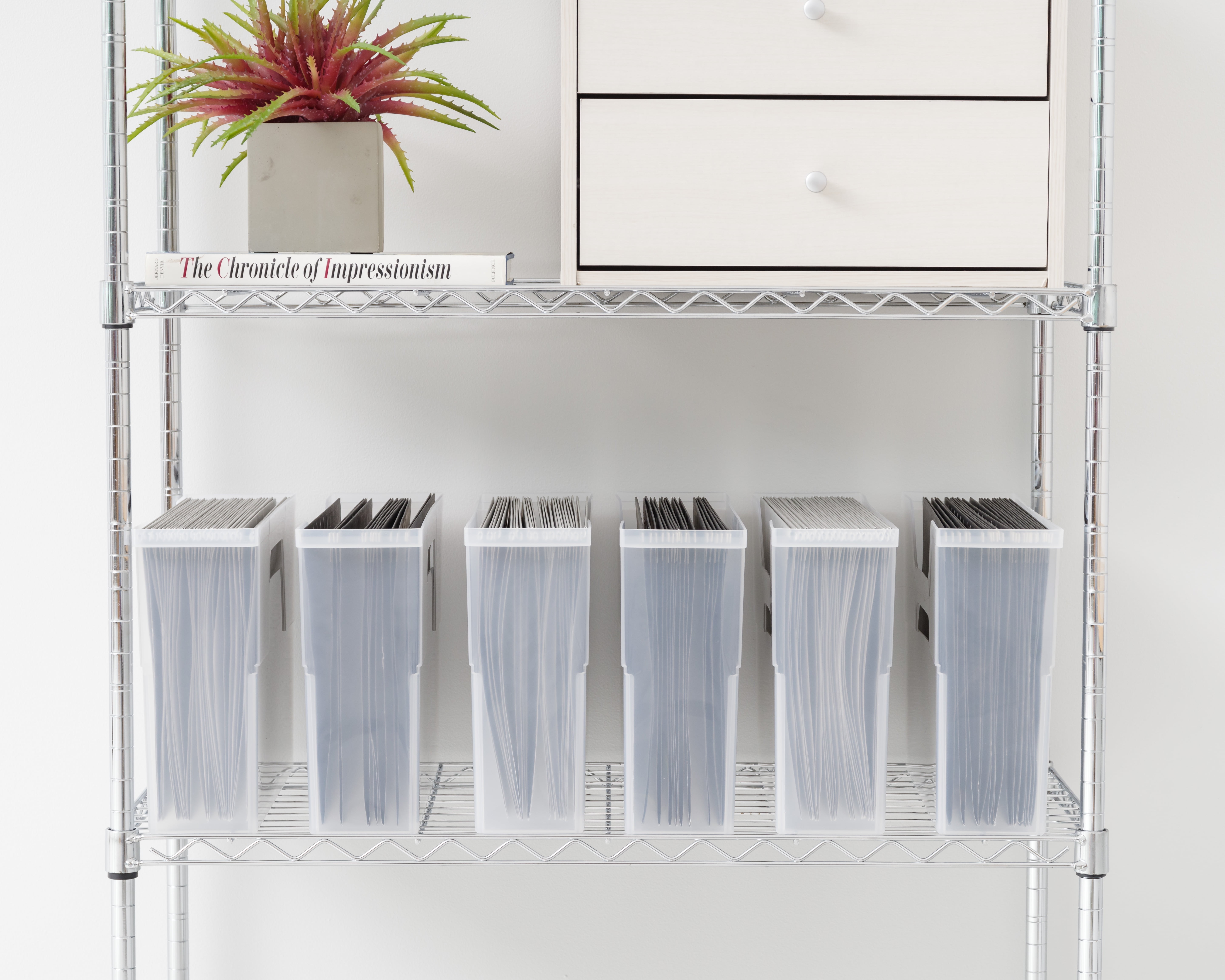 IRIS Small Portable Desktop File Box with Open Lid, Side Handles, Hanging File Folders, Tabs & Inserts, 6Pk