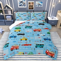 Homewish Cartoon Car Bedding Comforter Set,Fire Truck Twin Comforter Sets,Traffic Light Bedding Set For Boy,Super Cozy Room Decor Reversible,2 Pieces