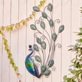 thumbnail image 2 of LuxenHome 29.5-Inch H Peacock Metal and Glass Outdoor Wall Decor, 2 of 8