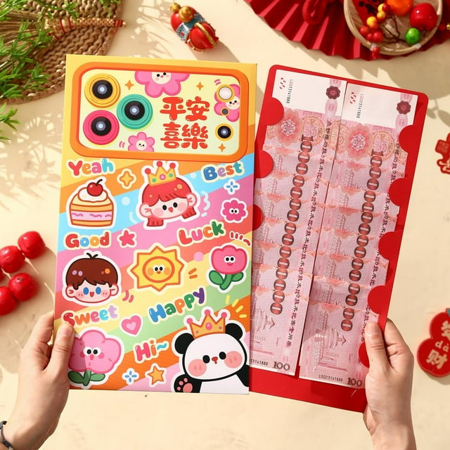 Grandes Enveloppes Angpao Rouges du Nouvel An Chinois pour l'Année du Cheval 2026, Décoration Cadeau Traditionnelle du Zodiaque, Grand Sachet d'Argent Festif