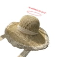 thumbnail image 3 of Women Men Summer Woven Straw for Sun Hat Flat Wide Brim Lace Bohemian Outdoor Sunscreen Adjustable Panama Fisherman Boater Beach Cap, 3 of 15