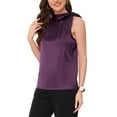 thumbnail image 4 of INSPIRE CHIC Women's Satin Tank Tops Sleeveless Bow Tie Neck Solid Work Blouses M Dark Purple, 4 of 6