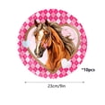thumbnail image 3 of shyuyusa Year of the Horse Themed Disposable Plates, Pink Racing Horse Printed Tableware, Festival Party Dish Set with 7 Inch & 9 Inch 10Pcs Combination, 3 of 7