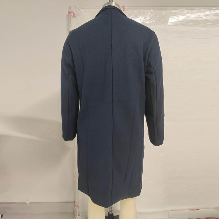 Brnmxoke Mens Wool Long Coat Notched Collar Single Breasted