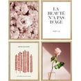 thumbnail image 5 of PixonSign Framed Wall Art French Typography Pink Rose Flowers Posters, Set of 4 Abstract Botanical & Words Illustrations Wall Decor, Adhesive Canvas Prints for Home Decor - 8"x10" Natural, 5 of 5
