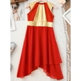 thumbnail image 5 of inhzoy Kids Girls Metallic Praise Asymmetrical Hem Sleeveless Lyrical Dance Dress Red 12, 5 of 7