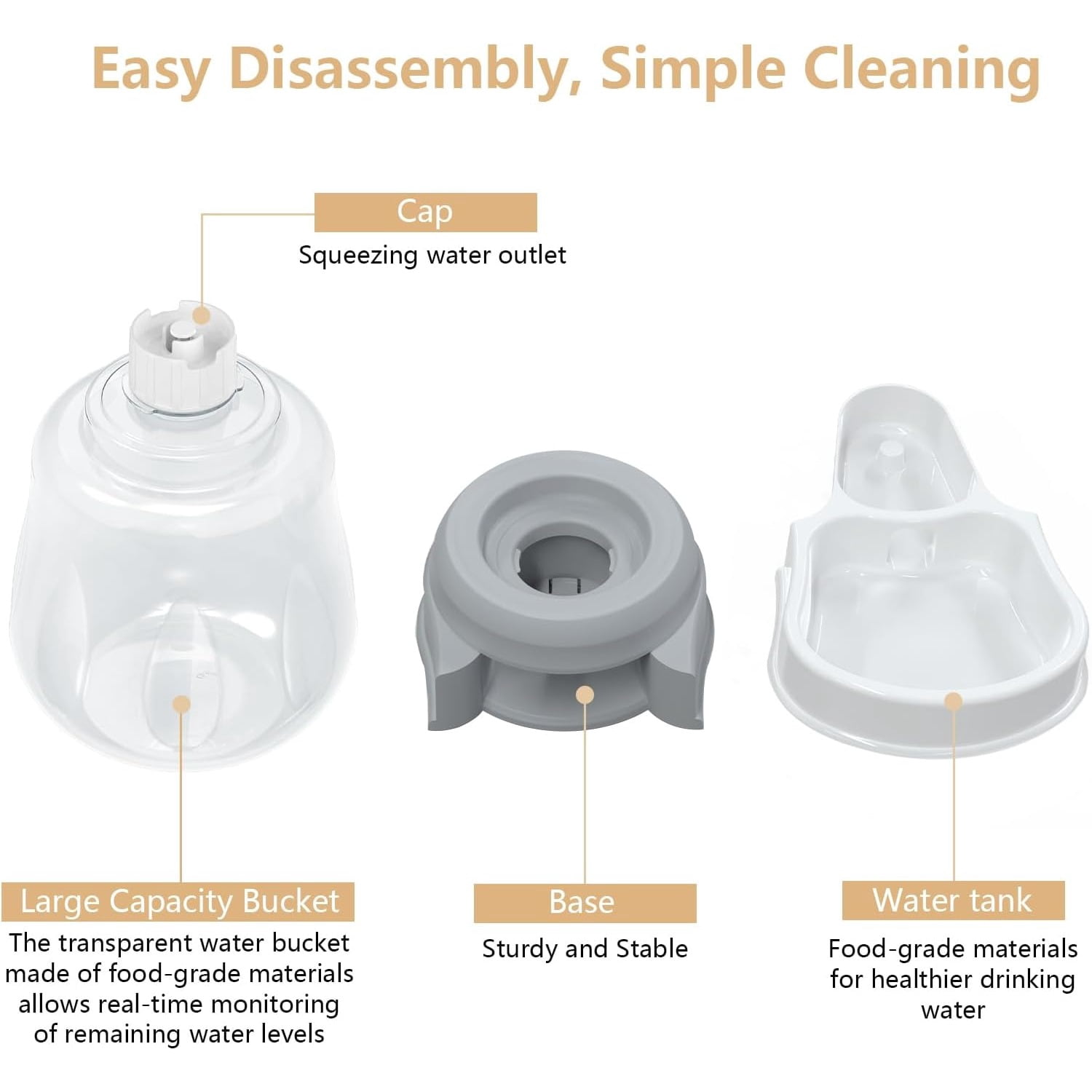 1.58 Gallon Automatic Dog Water Bowl Dispenser, Large Capacity Water Feeder for Cats and Dogs, BPA-Free, 1.58 Gallon Grey