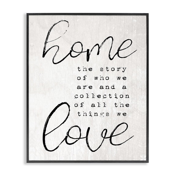 Stupell Industries Farmhouse Home and Love - Story of Who We Are Black Framed Giclee Art, 11 x 14, by Lil' Rue