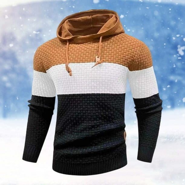 MHFRRA Sudadera Deportiva Informal de Manga Larga con Capucha y Bloques de Color para Hombre, Otoño E Invierno Amarillo
