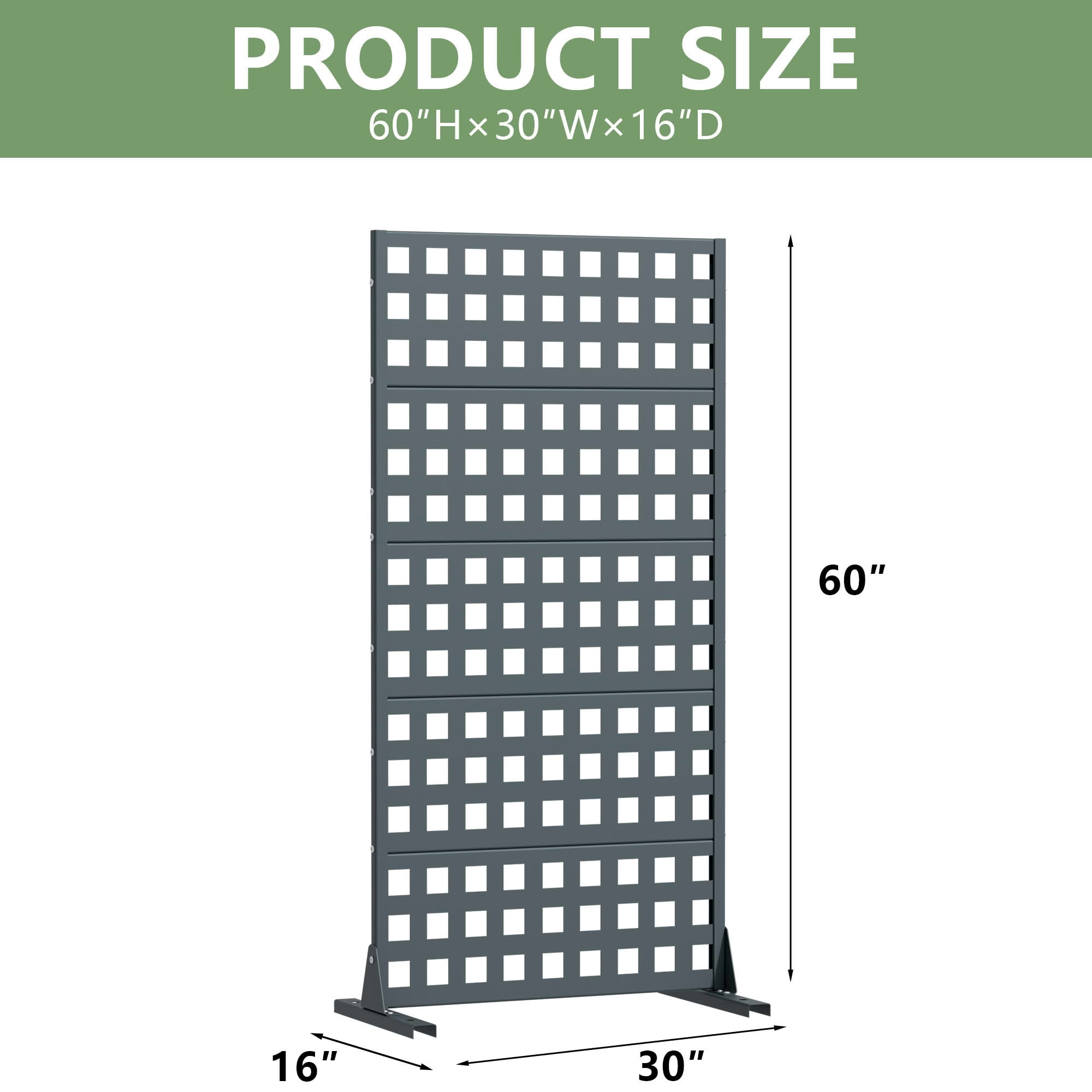 MAYEERTY Outdoor Metal Privacy Screen 5ft Cambrian Rock Gray, 5-Panel Lattice Pattern, Rust-Resistant for Garden