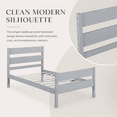 thumbnail image 5 of Miniyam Twin Bed Frame, Solid Rubber Wood Platform Bed with Headboard and Footboard, Gray, 5 of 7