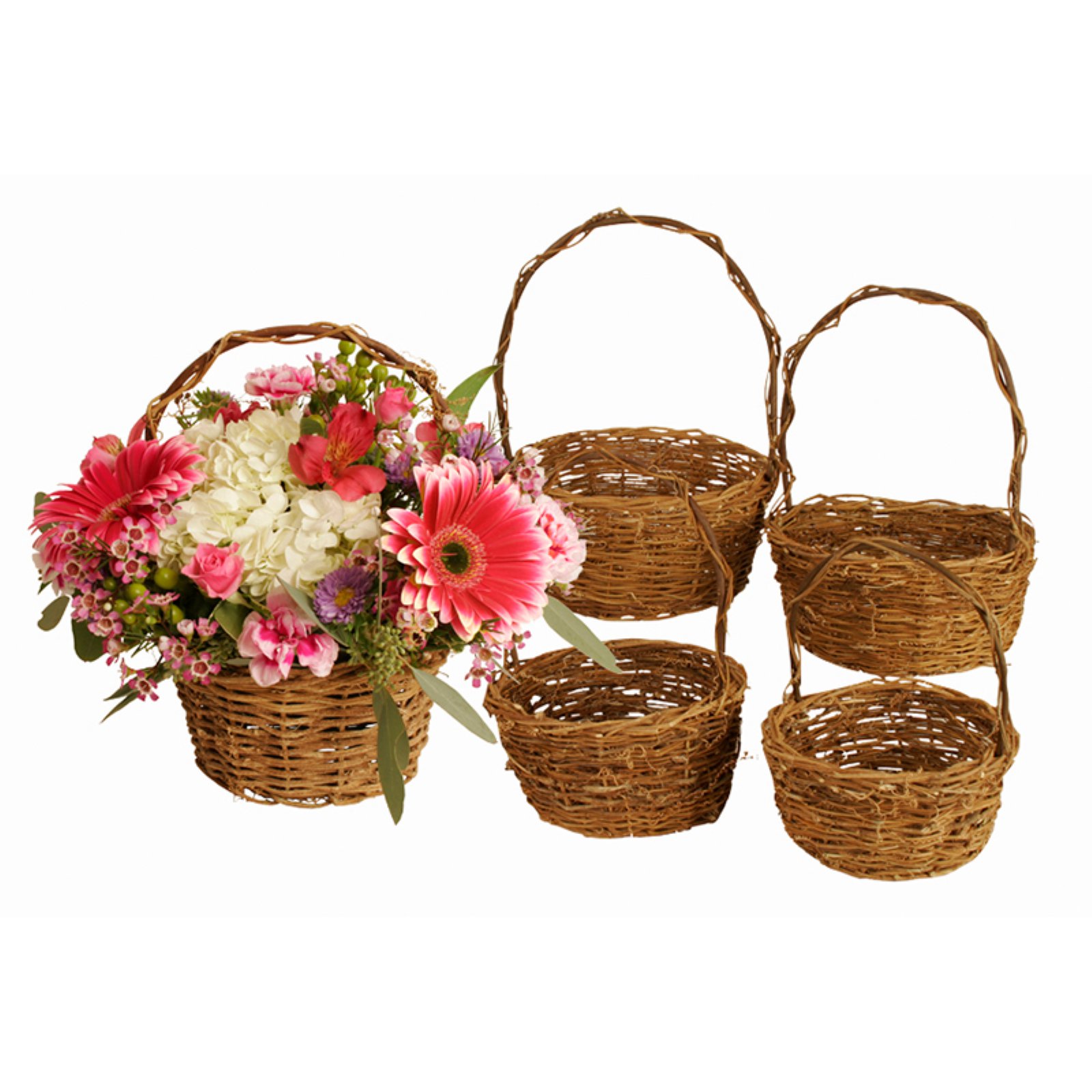 Willow Basket with Handle Set of 5