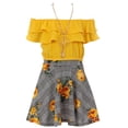 thumbnail image 3 of Little Girl 3 Pieces Girls Ruffle Top Flower Skirt Necklace Party Clothing Set Yellow 4 JKS 2130S BNY Corner, 3 of 5
