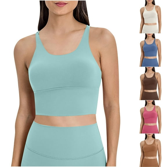 Nexjvus Women'S Sports Bras Strap Thin Camisole Backless Gathering Bra Shock-Absorbing Fitness Yoga Running Bra