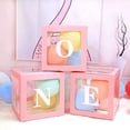 thumbnail image 7 of Cheinxy 1st Birthday 'ONE' Decorations Boxes for Boys Girls - Clear Cube Blocks 'ONE' Letters for Cake Smash Photoshoot Props & Backdrop(Pink), 7 of 7