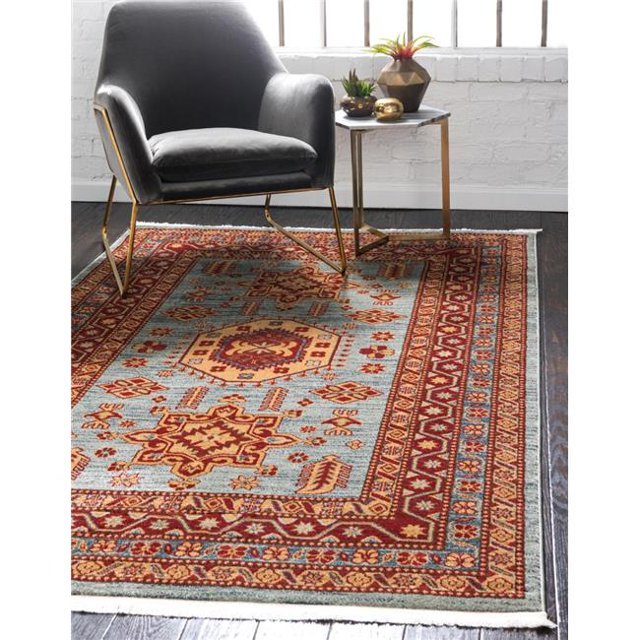 Unique Loom 3129273 10 ft. 6 in. x 16 ft. 5 in. Shapur Sahand Rectangular Rug, Light Blue