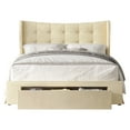 thumbnail image 2 of HMD Bennett Twin Tufted Upholstered Storage Panel Bed, Beige, 2 of 3