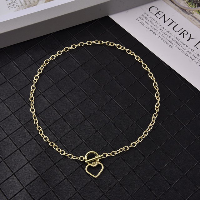 2020 Nuevo Collar Con Colgante De Corazón De Amor Retro Para Las Mujeres De Metal Exagerado Cadena Gruesa Gargantilla Accesorios De Joyería De Moda Gao Jiahui unisex