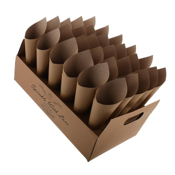 FRCOLOR 1 Set Elegant Wedding Confetti Cone Holder  Paper Cone Cups Party Snacks Flower Petal Cones with Tray  for Wedding Party Birthday