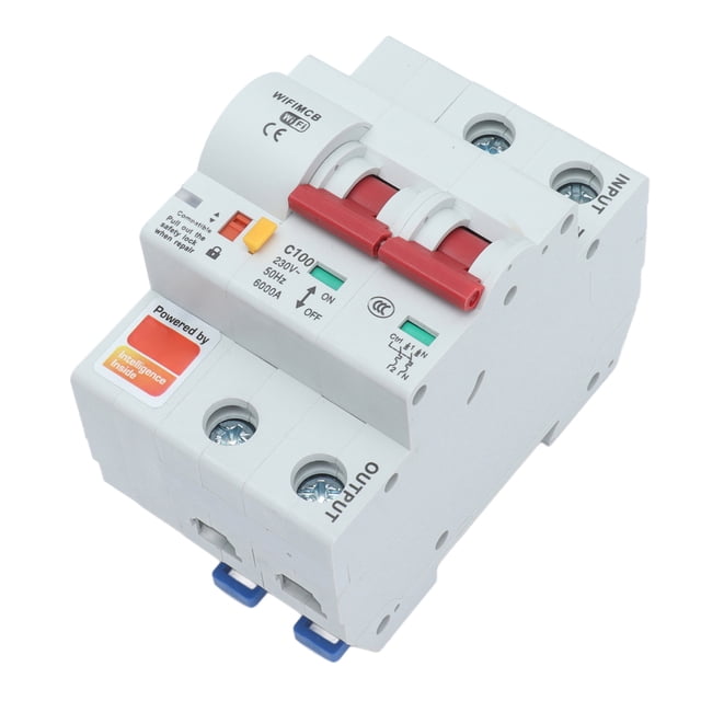 Smart Circuit Breaker, AC220V APP Remote Control Switch 6000V Impulse Withstand Voltage 2P Miniature For Solar PV System For Power Supply 16A,20A,25A,32A,40A,63A,80A,100A,125A