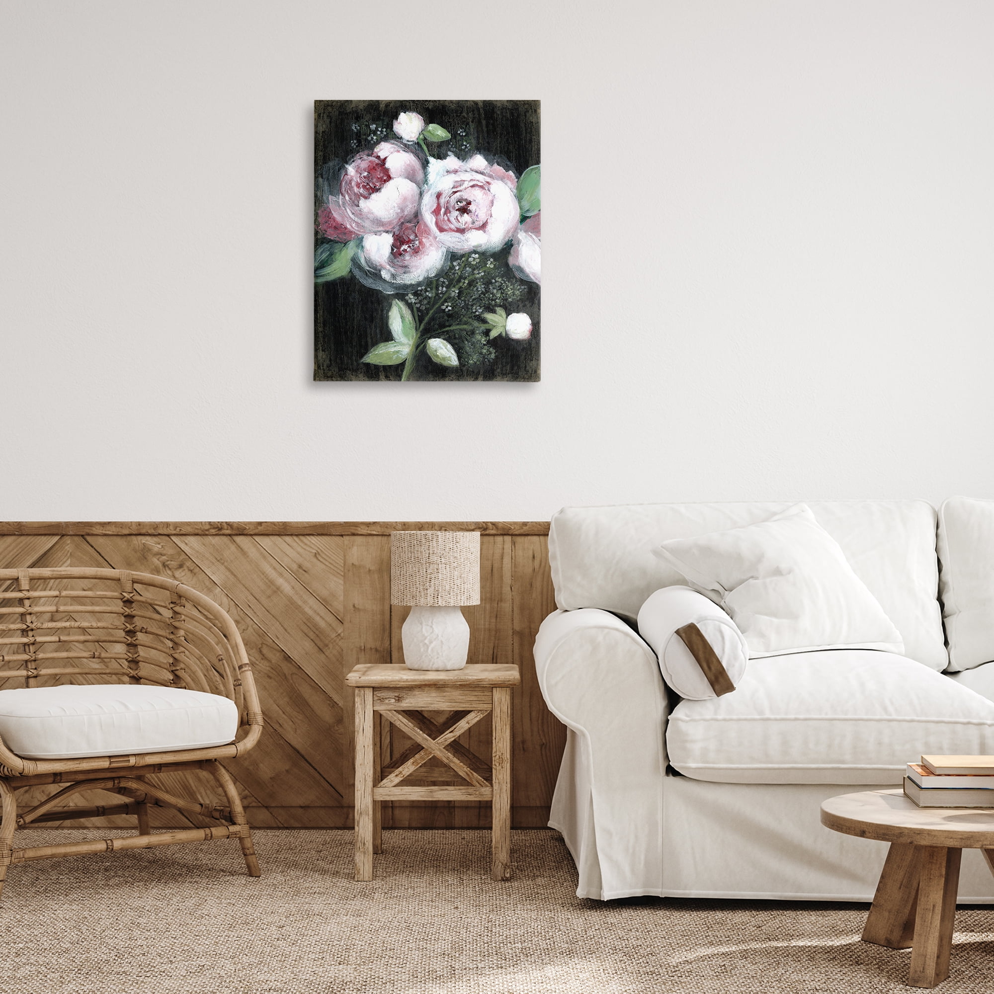 Stupell Industries Moody Roses on Black Plants & Flowers Painting Wrapped Canvas Art Print Wall Art, 24 x 30