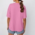 thumbnail image 3 of NAMTYQX Going Out Tops for Women Print Plus Size Relaxed Fit Short Sleeve Stretch Cute Crewneck Soft Gemustertes Womens Tops Casual Pink Size 2XL, 3 of 5
