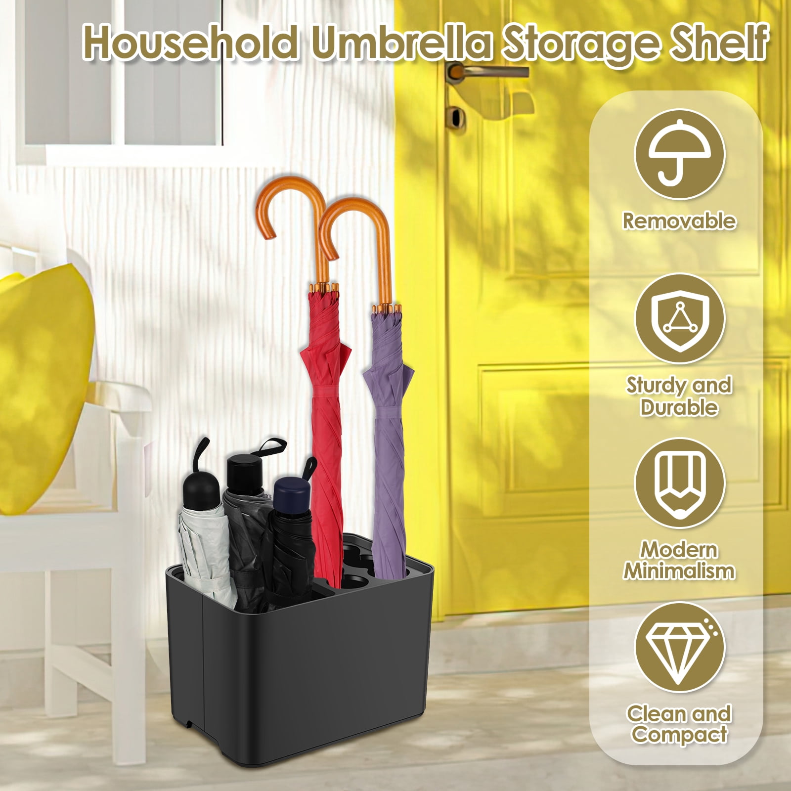 Lzvxtym Umbrella Rack Umbrella Stand with Removable Drip Tray Anti-Slip Base Umbrella Holder Store 10 Umbrella for Home Office Indoor