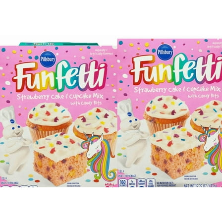 Pack of 2 Funfetti Strawberry Cake Mix with Candy Bits, 15.25 Oz Box