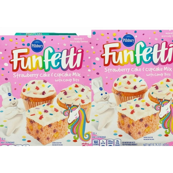 Pack of 2 Funfetti Strawberry Cake Mix with Candy Bits, 15.25 Oz Box