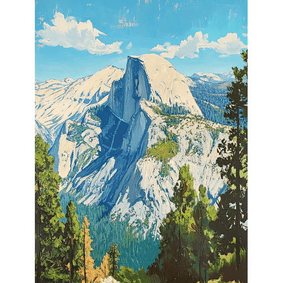 Yosemite Half Dome Landscape Canvas Wall Art Print,Suitable for Living Room, Bedroom, Office, Hotel, and Restaurant Decoration.