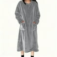 thumbnail image 5 of RQYYD Women's Flannel Nightgown Fuzzy Fleece Sleepdress Loose Crewneck Plush Warm Winter Pullover Nightdress with Pockets, 5 of 6