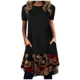 thumbnail image 2 of SMihono Robe d'Été Boho pour Femmes Grande Taille Mode Femmes Décontractée Col Rond Imprimé Manches Courtes Robe avec Poche, 2 of 5