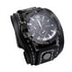 thumbnail image 1 of Relojes de pulsera punk vintage para hombre, reloj masculino, brazaletes, correa ancha de cuero, brazalete híbrido Negro, 1 of 8