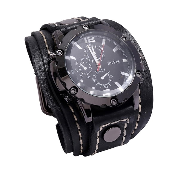 FVDPWYE Men Wristwatch Male Watch Bracelet Adjustable Leather Strap for Boyfriend Black