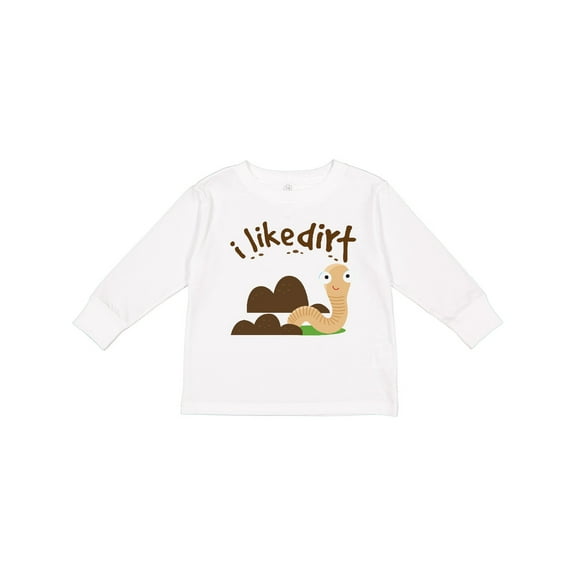 Inktastic I Like Dirt Earthworm Boys or Girls Long Sleeve Toddler T-Shirt