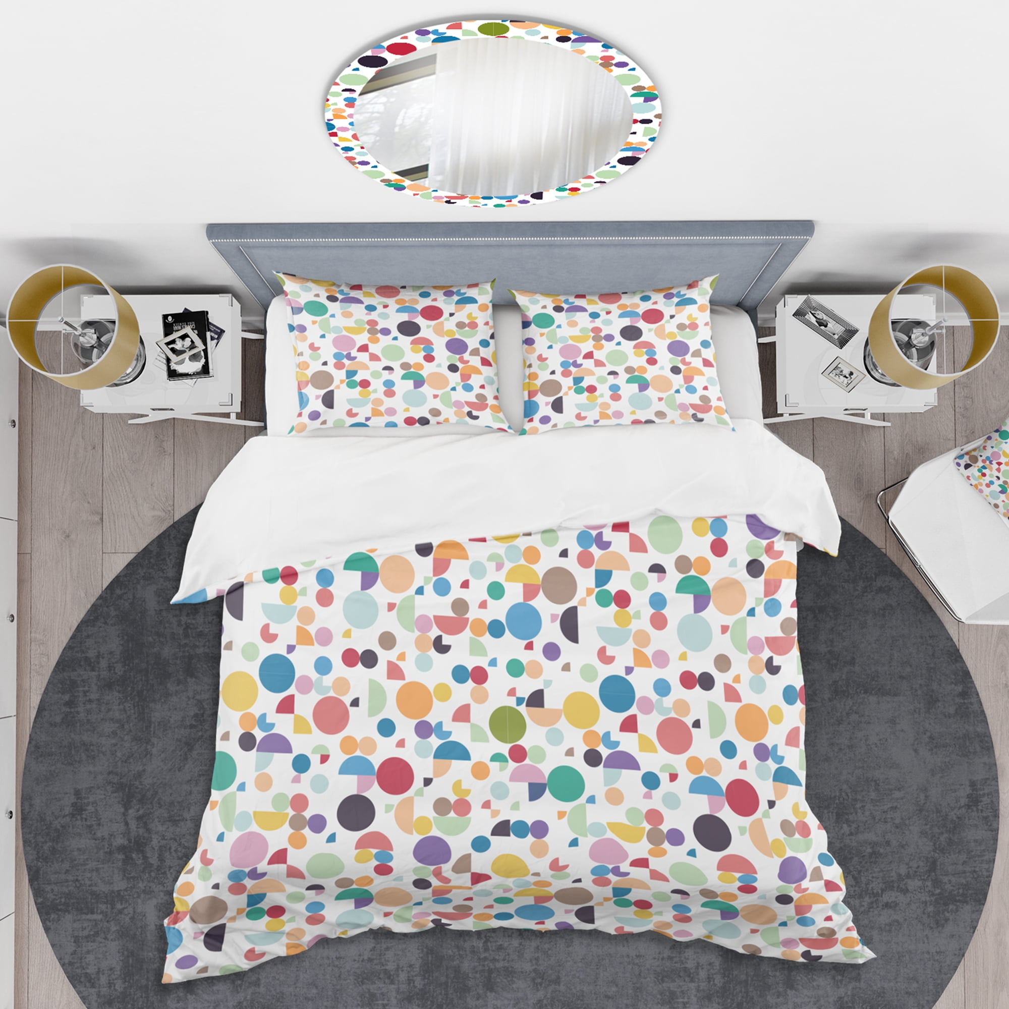 Designart 'Retro Abstract Circular I' Mid-Century Modern Duvet Cover Set