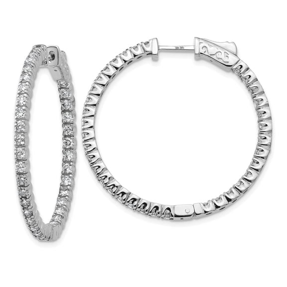 True Origin White Gold 2 carat Lab Grown Diamond VS/SI D E F Safety Clasp In and Out Hoop Earrings 14k White Gold Earrings