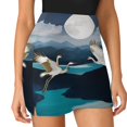 thumbnail image 3 of Graceful Cranes Moonlight Reflections Women's Shorts Non-Slip Single Pocket A-line Trouser Skirt Summer Shorts Casual Shorts for Women, 3 of 7