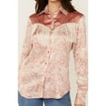 thumbnail image 3 of Scully HC928-PCH-M Womens Paisley Print Fringe Long Sleeve Snap Western Shirt, Peach - Medium, 3 of 4