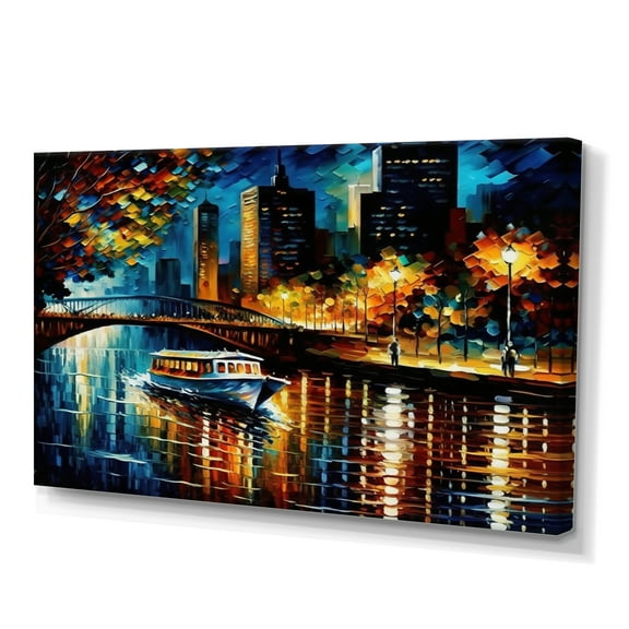 Designart Chicago River View In The Fall II Canvas Wall Art