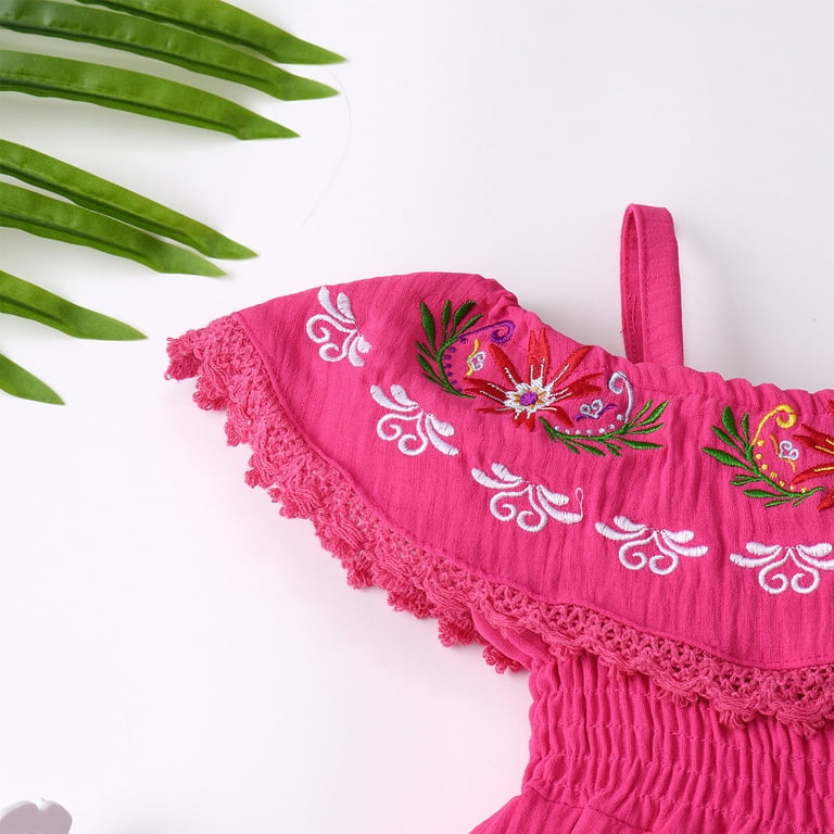 hot pink mexican dress Mexican 90cm Dress With Top PINK Handmade- Beautiful Style- Womans Mexican Boho Coco Theme Party Day of the Dead 90CM
