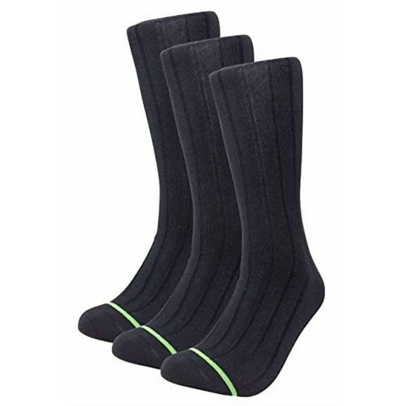CANDOR AND CLASS Men's MODAL ULTRA SOFT Dress Socks, Seamless Toe, Ribbed, Crew Length Socks (Black Ribbed 1pk - 3 Pair)