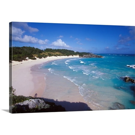 Great BIG Canvas Greg Johnston Premium Thick-Wrap Canvas entitled Caribbean, Bermuda, Southampton Parish, Horseshoe Bay. Pink sand