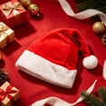 thumbnail image 5 of Classic Red Santa Hat, Non-woven Polyester Christmas Cap with White Cuff, Traditional Xmas Holiday Costume Party Supplies, 5 of 5