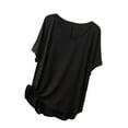 thumbnail image 2 of loopsun Plus Size Tops for Womens,Womens Summer Tops,Women's Casual Thin Sweet And Base Shirt Slim Medium Length Short Sleeved Round Neck Top/shirt Black L, 2 of 4